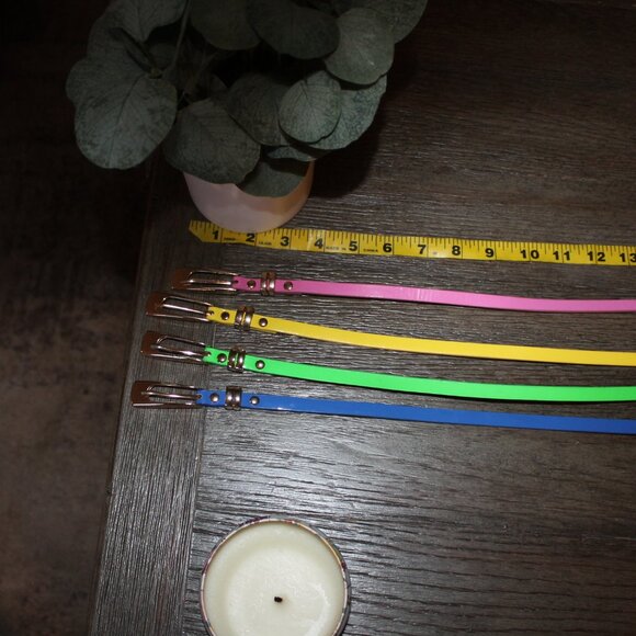 womens skinny faux patent leather dress belts lot of 4 - Picture 1 of 3